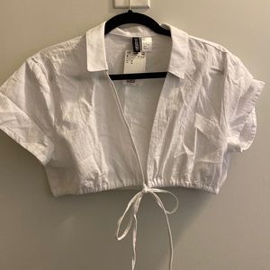 White cropped tie top